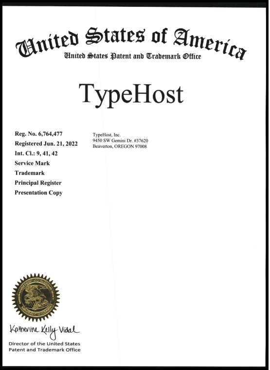 TypeHost Registered Trademark